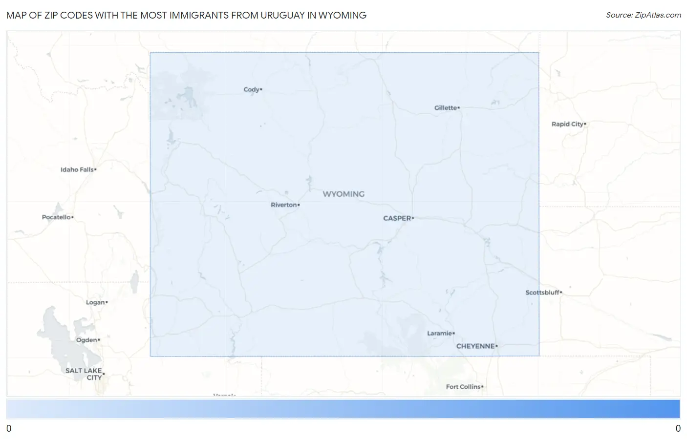 Zip Codes with the Most Immigrants from Uruguay in Wyoming Map