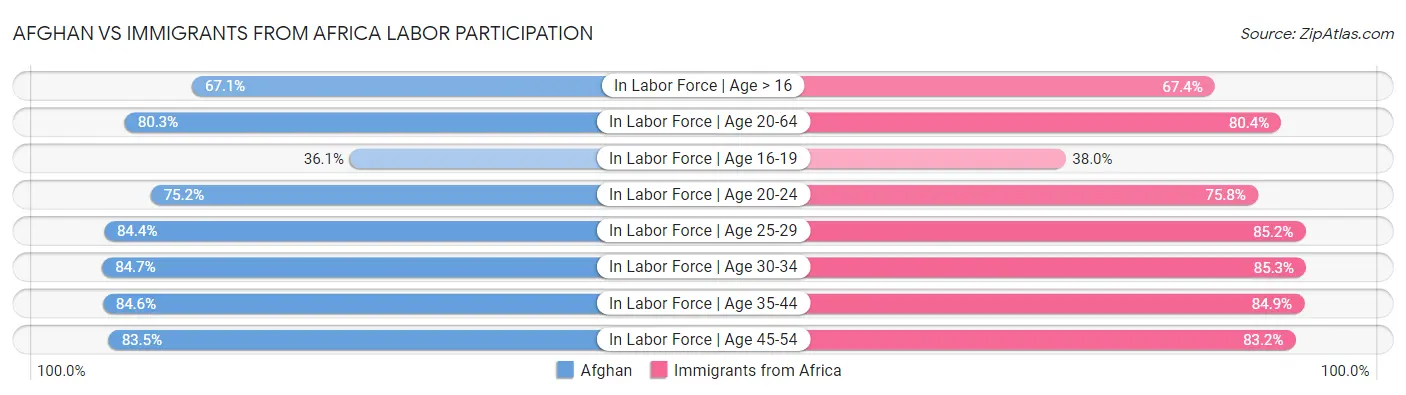Afghan vs Immigrants from Africa Labor Participation