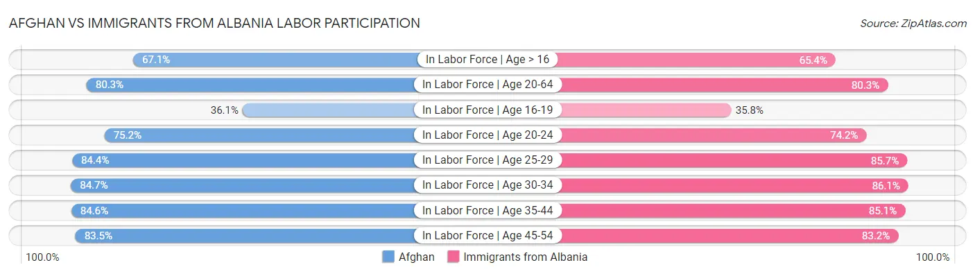 Afghan vs Immigrants from Albania Labor Participation
