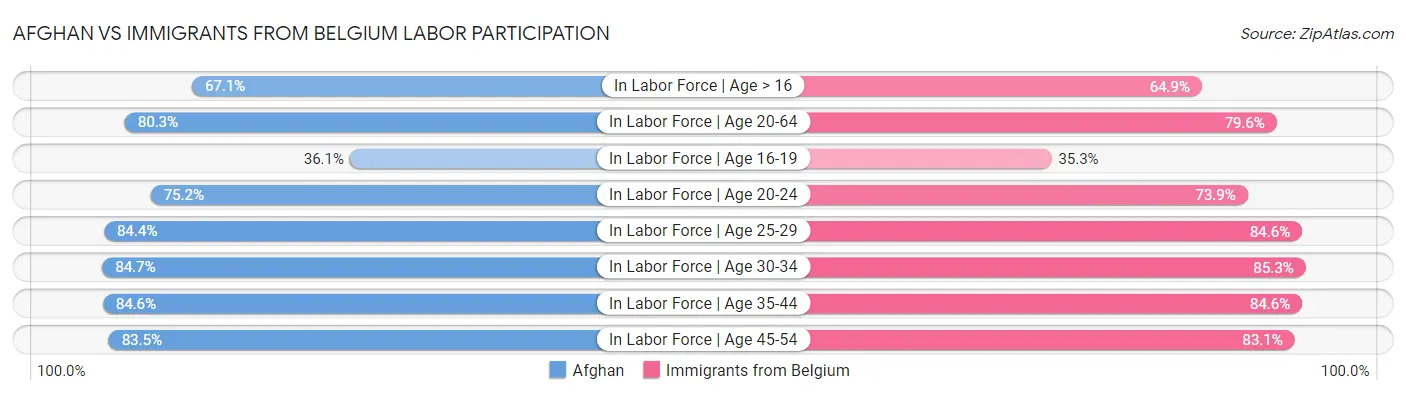 Afghan vs Immigrants from Belgium Labor Participation