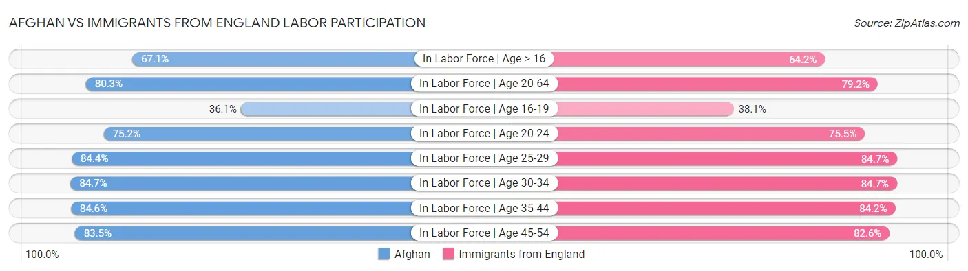 Afghan vs Immigrants from England Labor Participation