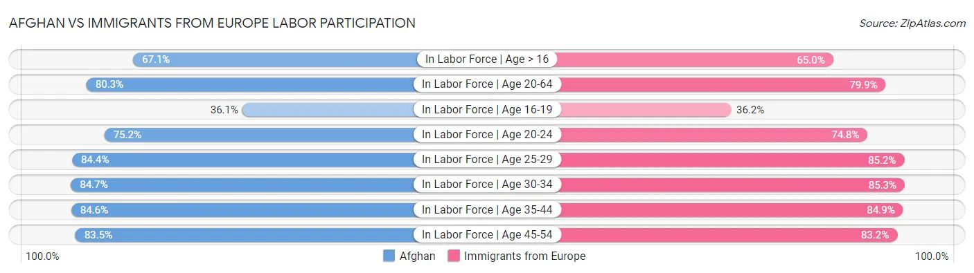 Afghan vs Immigrants from Europe Labor Participation