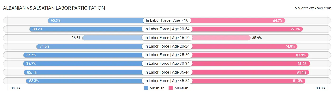 Albanian vs Alsatian Labor Participation