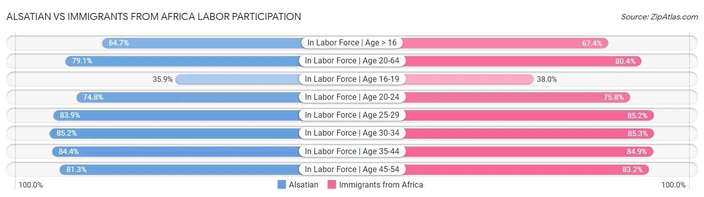 Alsatian vs Immigrants from Africa Labor Participation