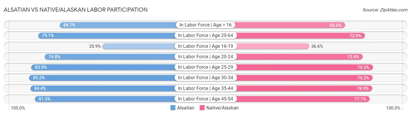 Alsatian vs Native/Alaskan Labor Participation