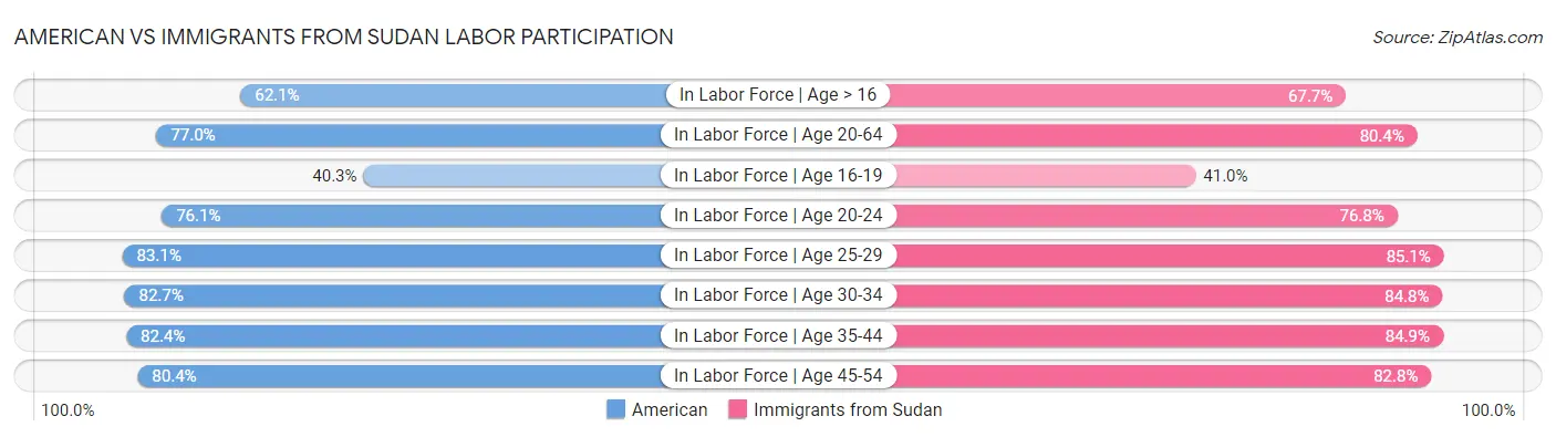 American vs Immigrants from Sudan Labor Participation