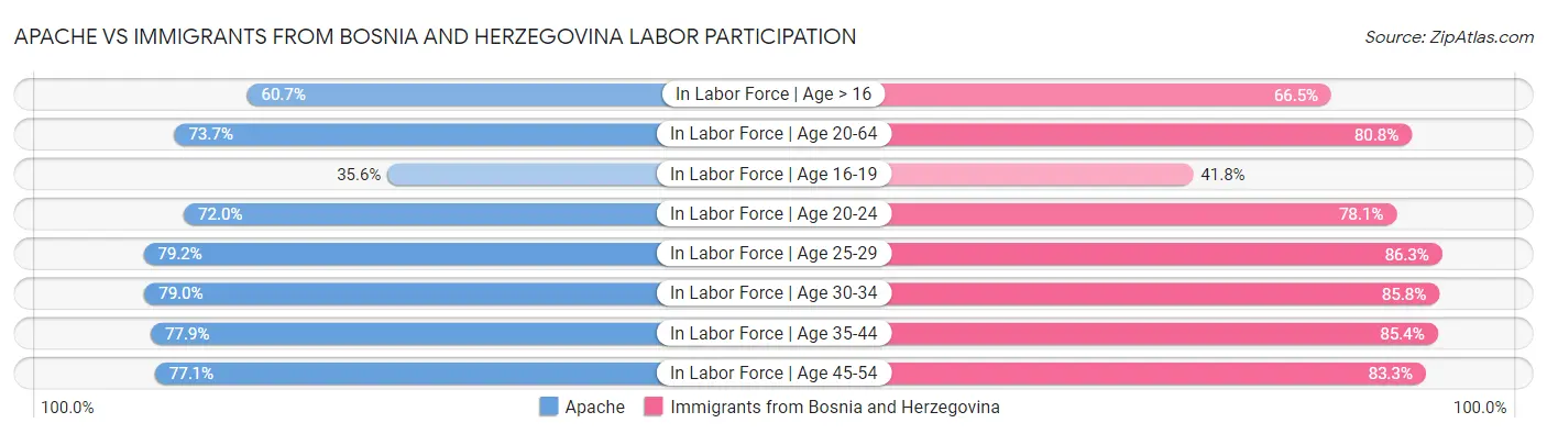 Apache vs Immigrants from Bosnia and Herzegovina Labor Participation