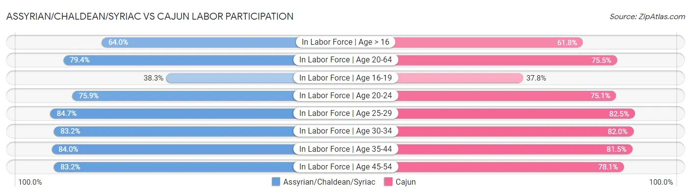 Assyrian/Chaldean/Syriac vs Cajun Labor Participation