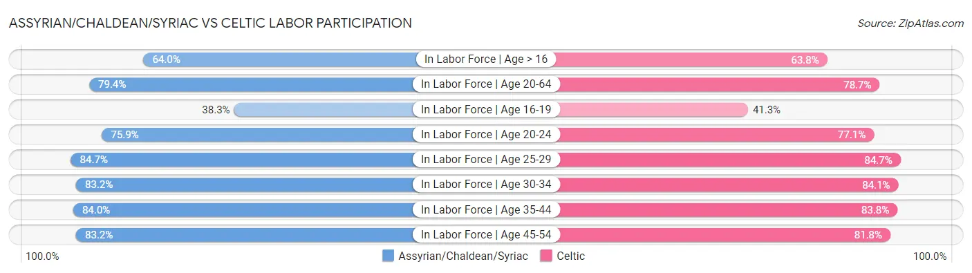 Assyrian/Chaldean/Syriac vs Celtic Labor Participation