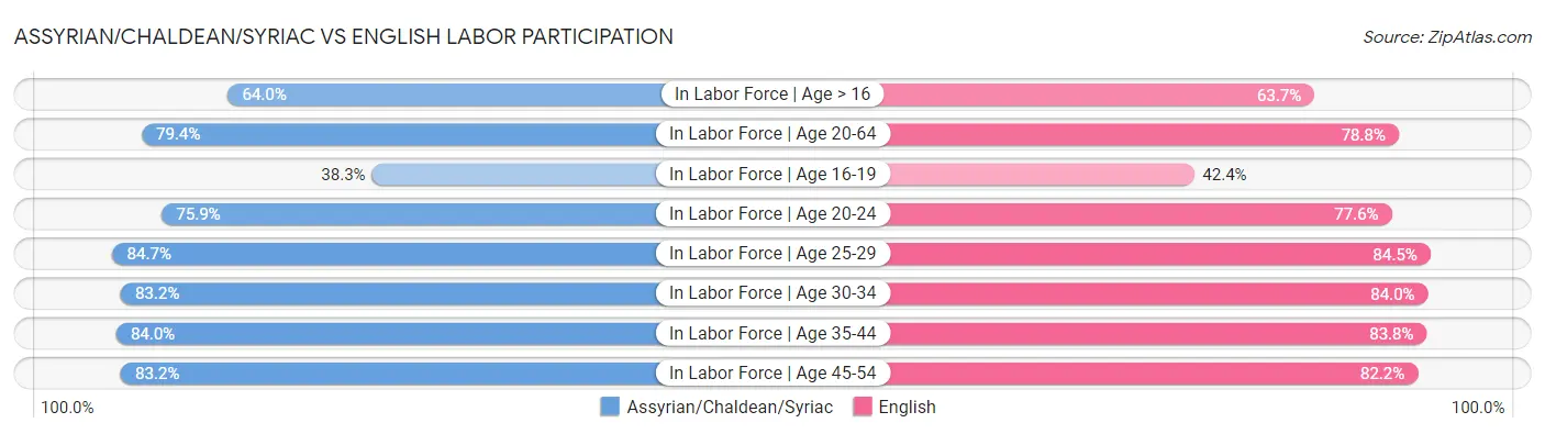 Assyrian/Chaldean/Syriac vs English Labor Participation