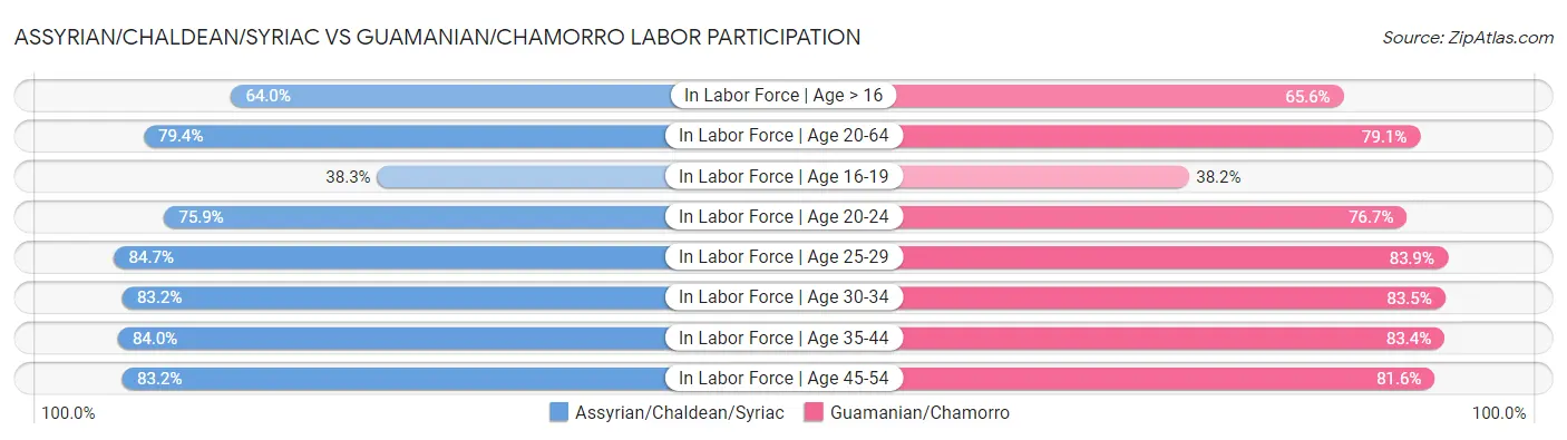 Assyrian/Chaldean/Syriac vs Guamanian/Chamorro Labor Participation