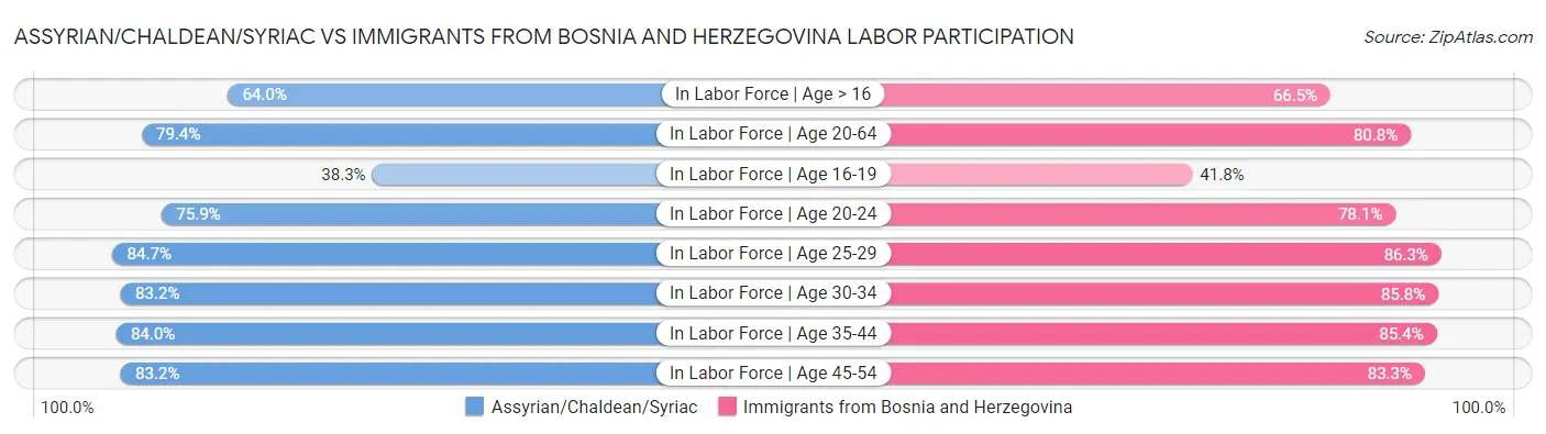 Assyrian/Chaldean/Syriac vs Immigrants from Bosnia and Herzegovina Labor Participation