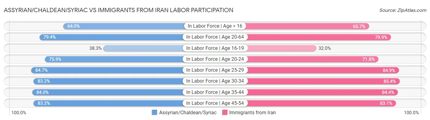 Assyrian/Chaldean/Syriac vs Immigrants from Iran Labor Participation