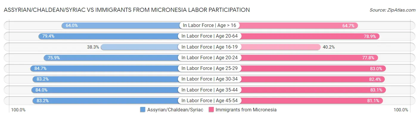 Assyrian/Chaldean/Syriac vs Immigrants from Micronesia Labor Participation