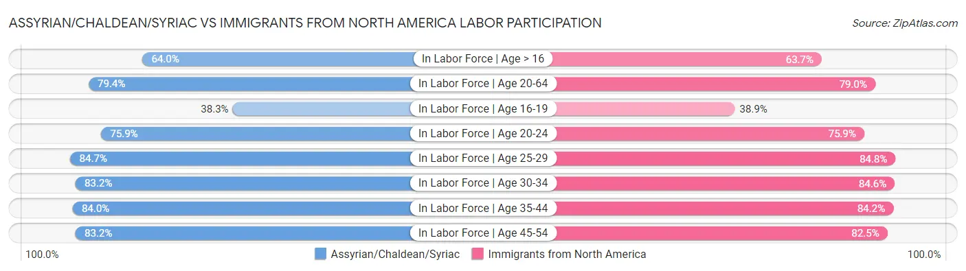 Assyrian/Chaldean/Syriac vs Immigrants from North America Labor Participation