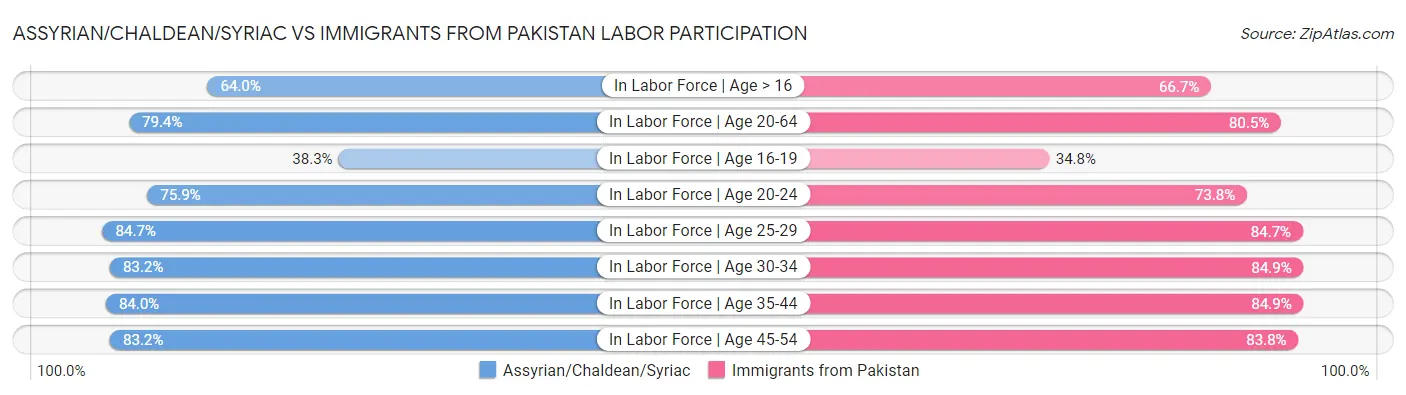 Assyrian/Chaldean/Syriac vs Immigrants from Pakistan Labor Participation