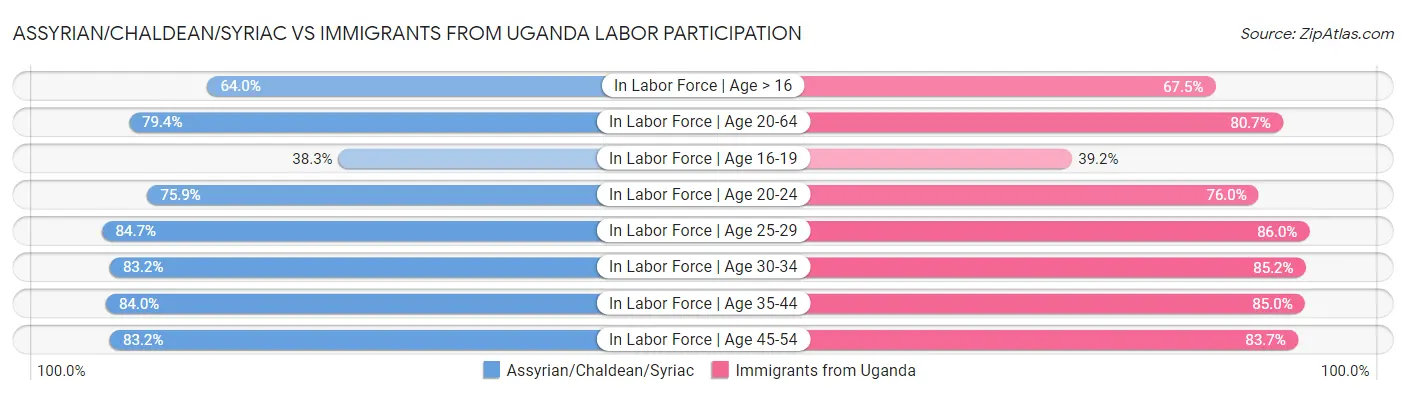 Assyrian/Chaldean/Syriac vs Immigrants from Uganda Labor Participation