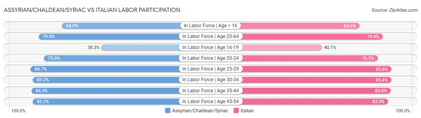 Assyrian/Chaldean/Syriac vs Italian Labor Participation