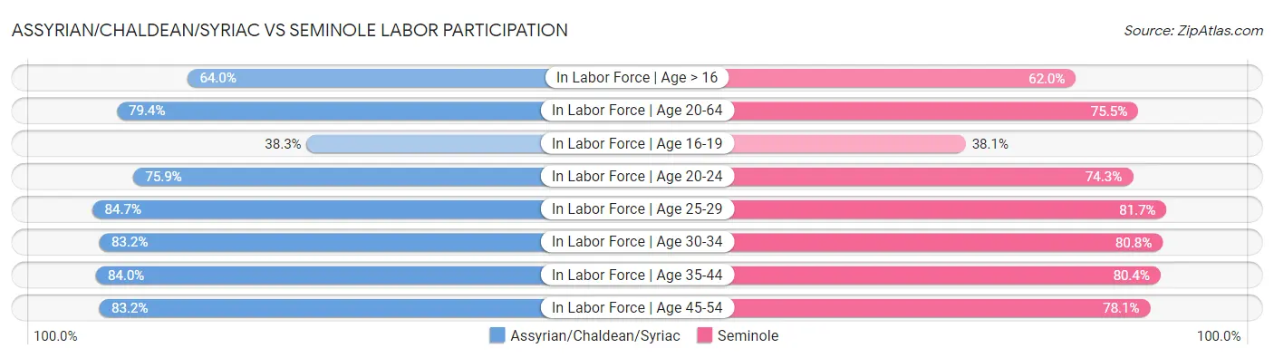 Assyrian/Chaldean/Syriac vs Seminole Labor Participation