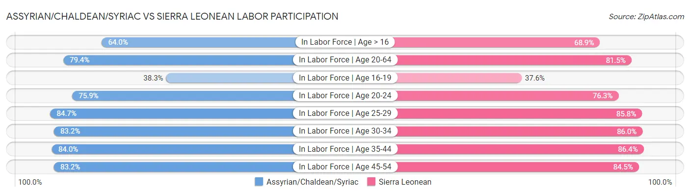 Assyrian/Chaldean/Syriac vs Sierra Leonean Labor Participation