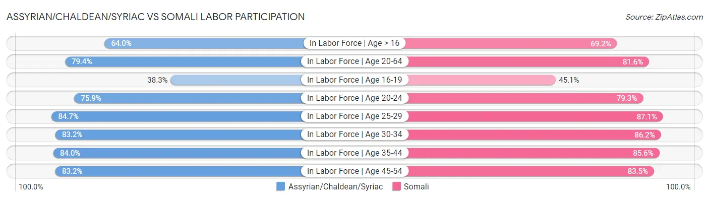 Assyrian/Chaldean/Syriac vs Somali Labor Participation