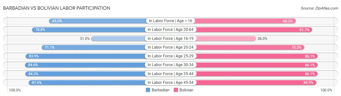 Barbadian vs Bolivian Labor Participation