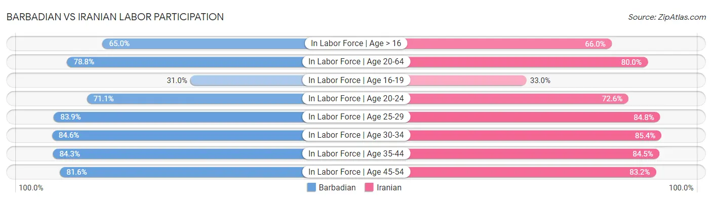Barbadian vs Iranian Labor Participation