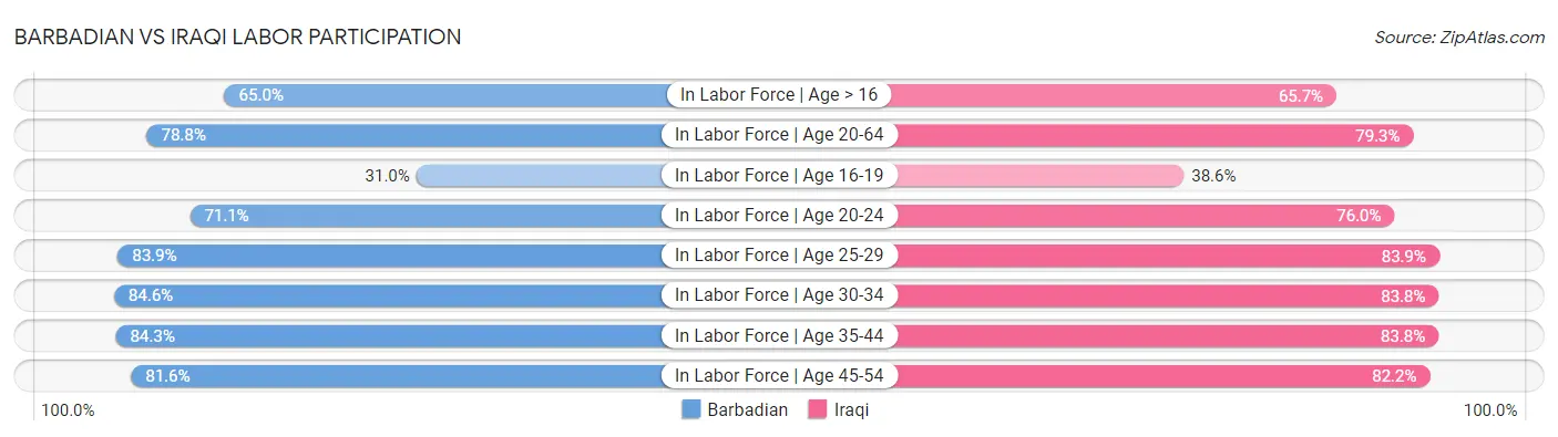 Barbadian vs Iraqi Labor Participation