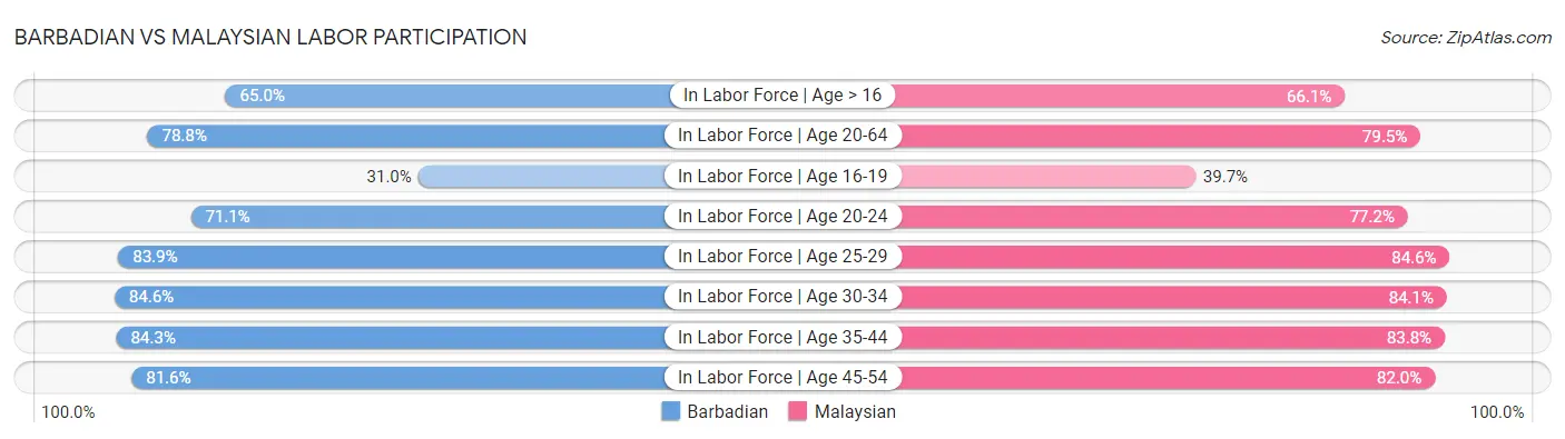 Barbadian vs Malaysian Labor Participation