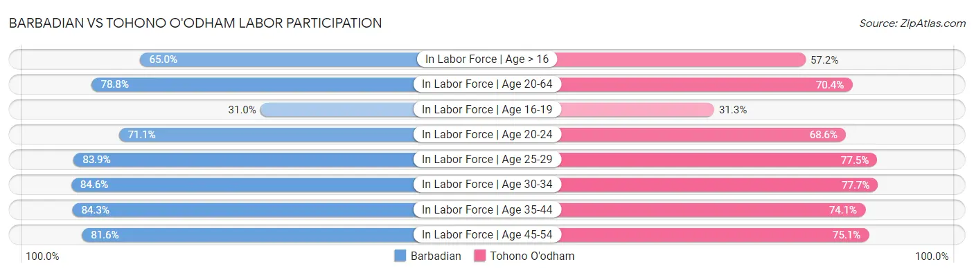 Barbadian vs Tohono O'odham Labor Participation