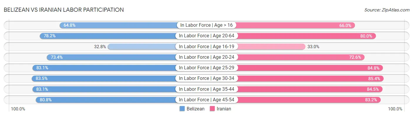 Belizean vs Iranian Labor Participation