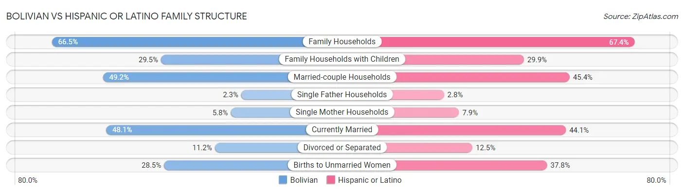 Bolivian vs Hispanic or Latino Family Structure