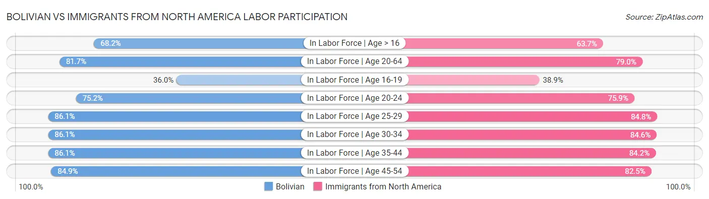 Bolivian vs Immigrants from North America Labor Participation