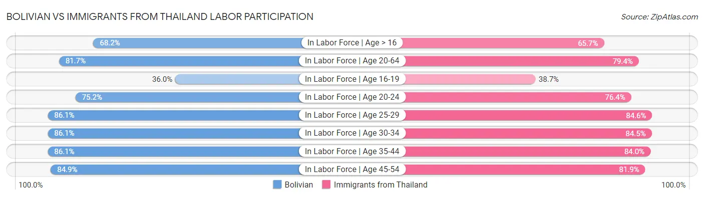 Bolivian vs Immigrants from Thailand Labor Participation