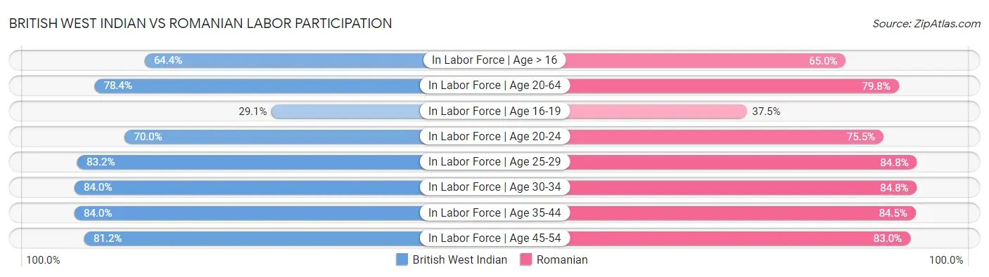 British West Indian vs Romanian Labor Participation