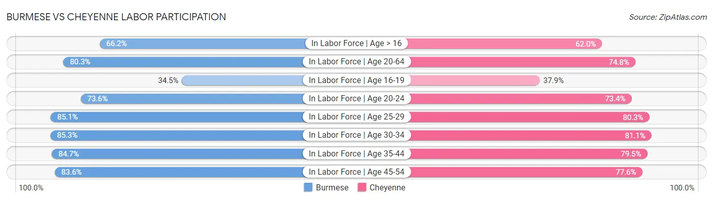 Burmese vs Cheyenne Labor Participation