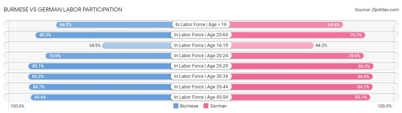 Burmese vs German Labor Participation
