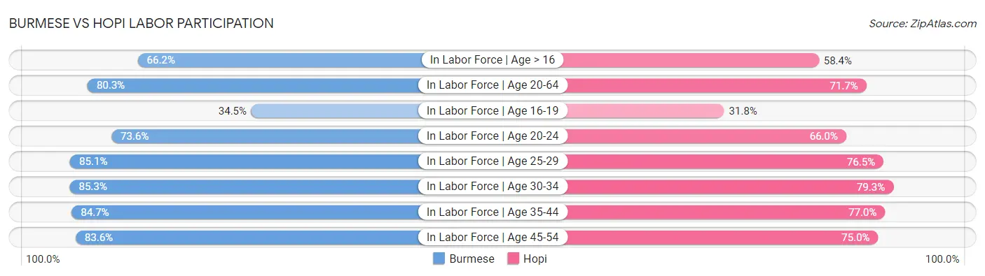Burmese vs Hopi Labor Participation