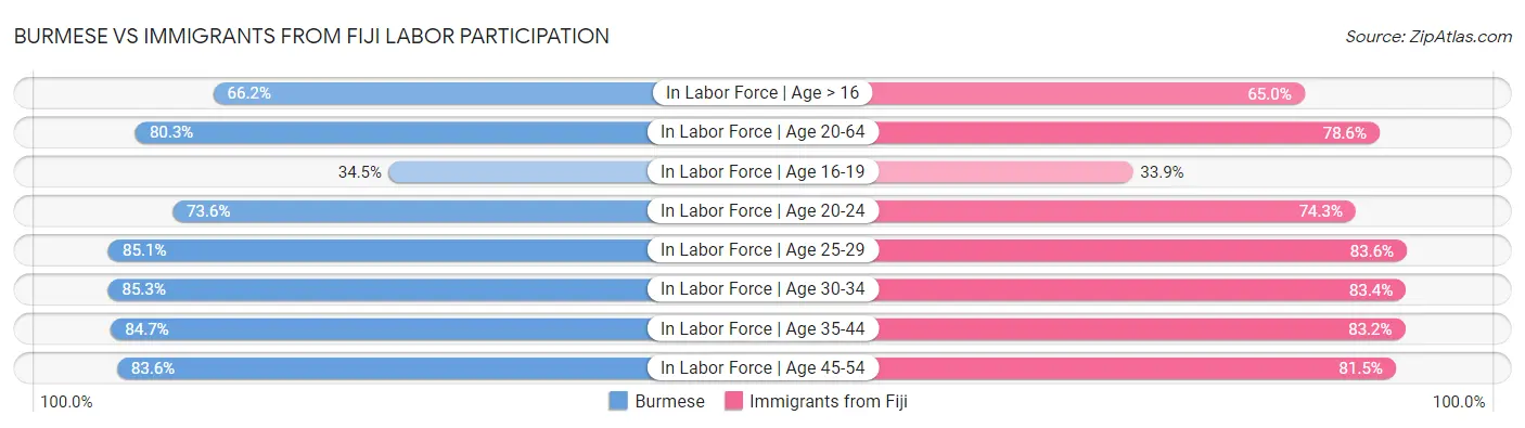 Burmese vs Immigrants from Fiji Labor Participation