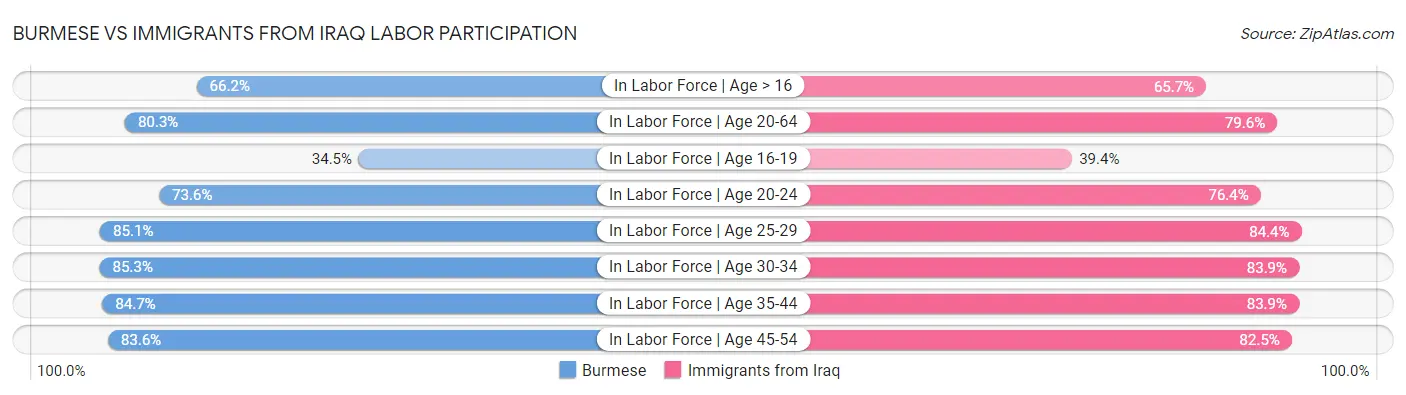 Burmese vs Immigrants from Iraq Labor Participation
