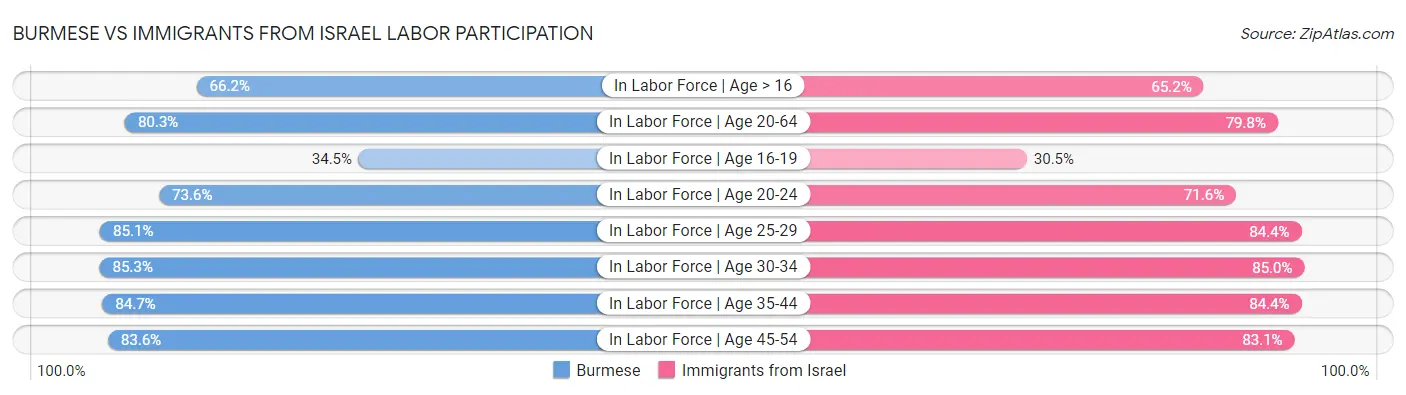 Burmese vs Immigrants from Israel Labor Participation