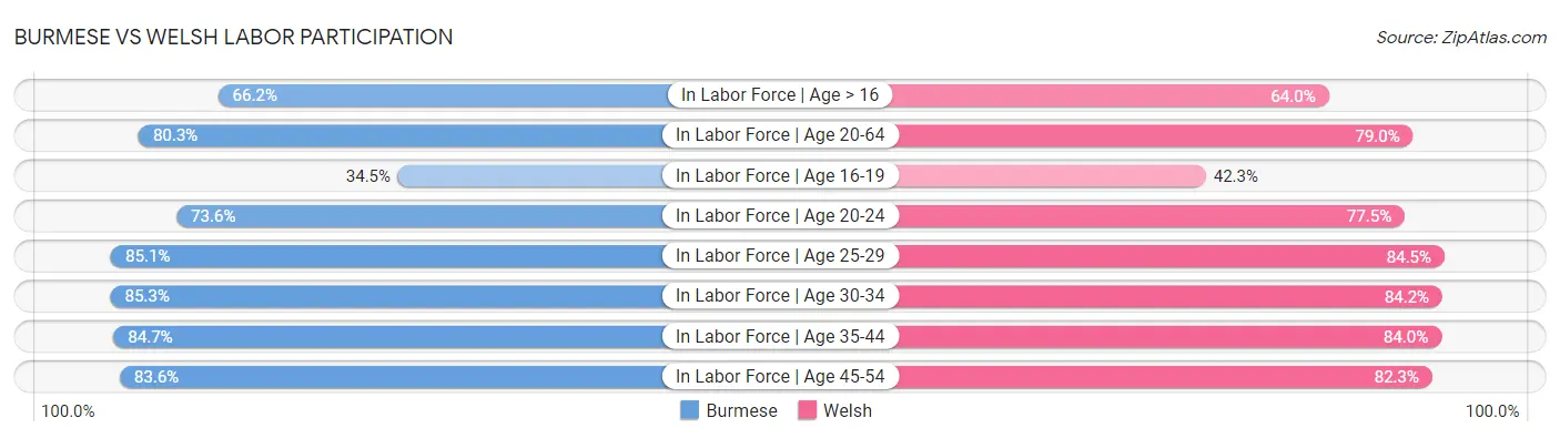 Burmese vs Welsh Labor Participation