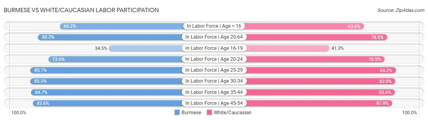 Burmese vs White/Caucasian Labor Participation