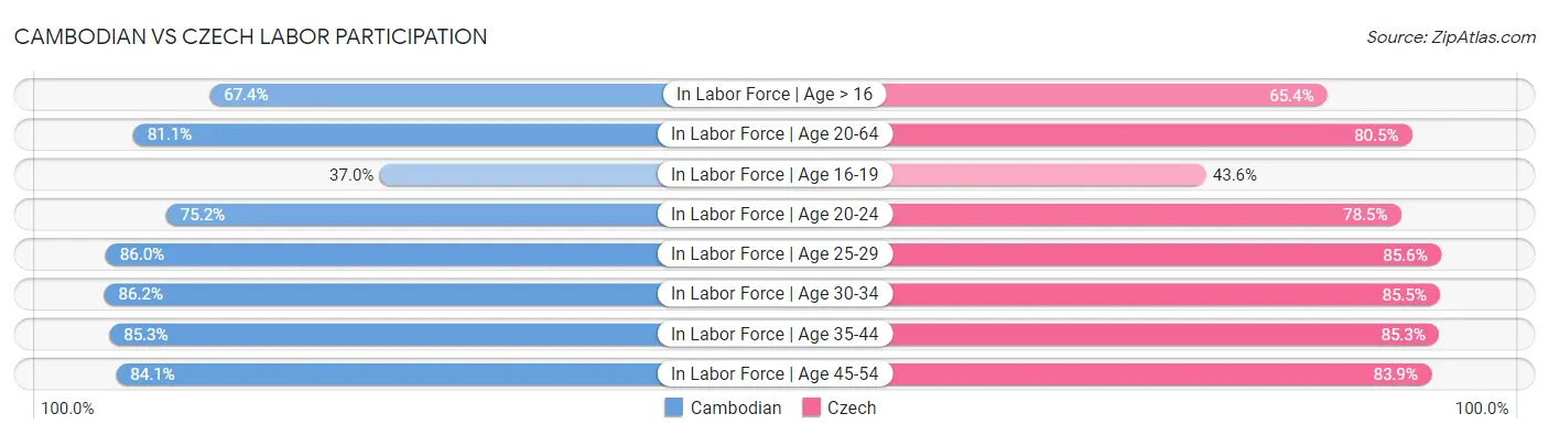 Cambodian vs Czech Labor Participation