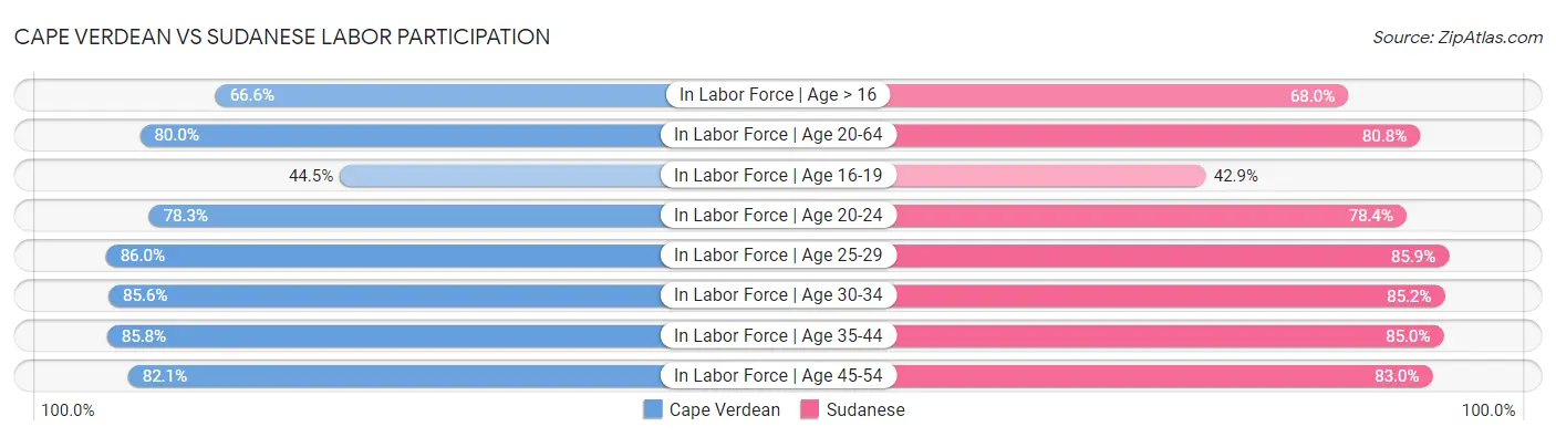 Cape Verdean vs Sudanese Labor Participation