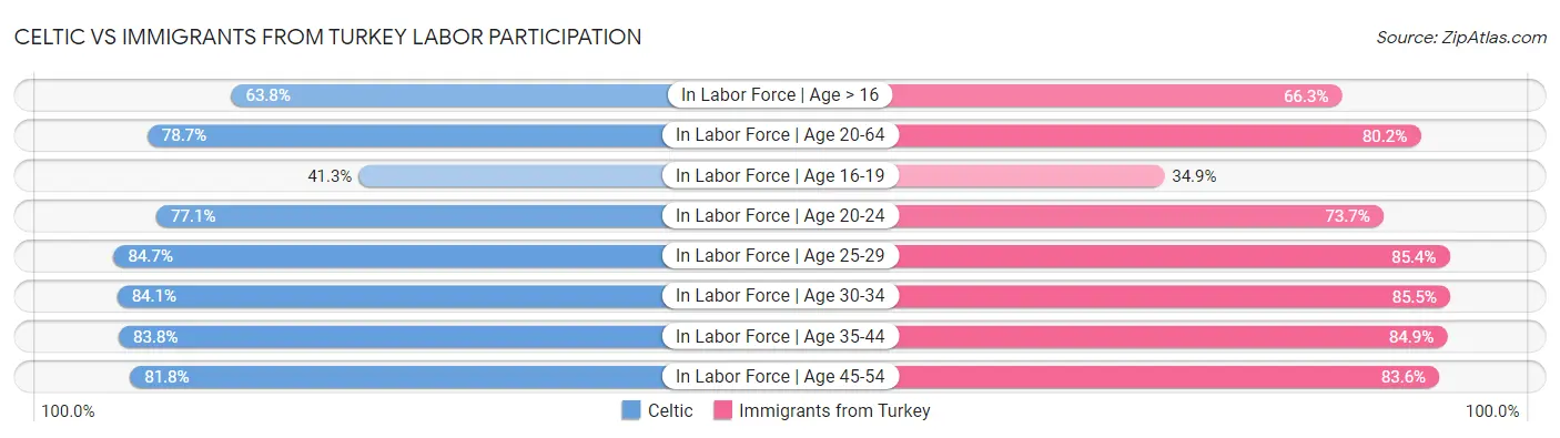 Celtic vs Immigrants from Turkey Labor Participation