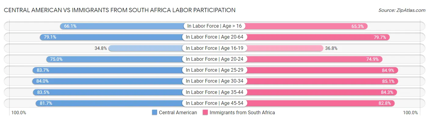 Central American vs Immigrants from South Africa Labor Participation