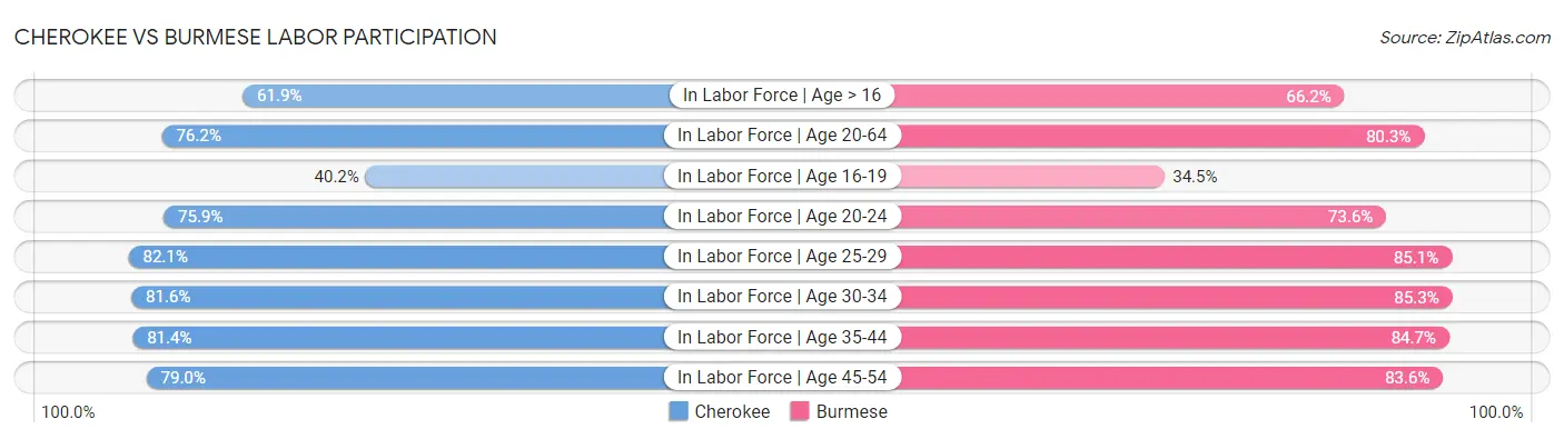 Cherokee vs Burmese Labor Participation