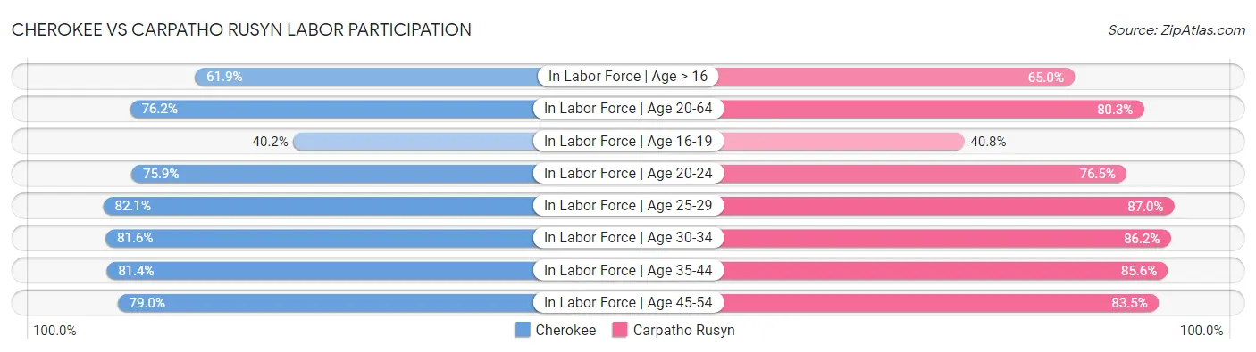 Cherokee vs Carpatho Rusyn Labor Participation