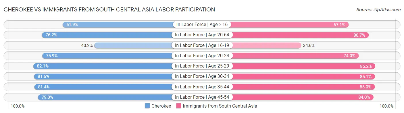 Cherokee vs Immigrants from South Central Asia Labor Participation